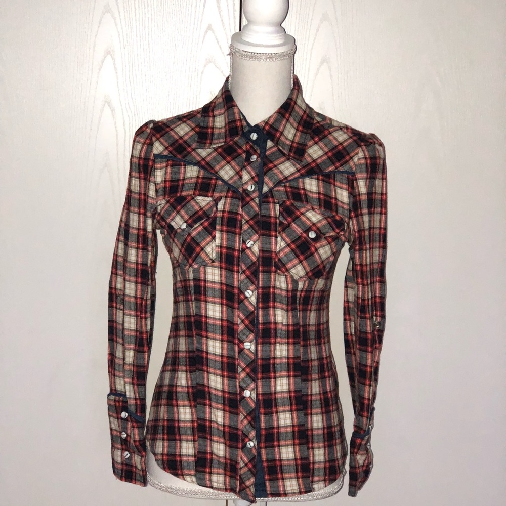 Flannel Jeans Trim Vigos Botton Down Shirt.